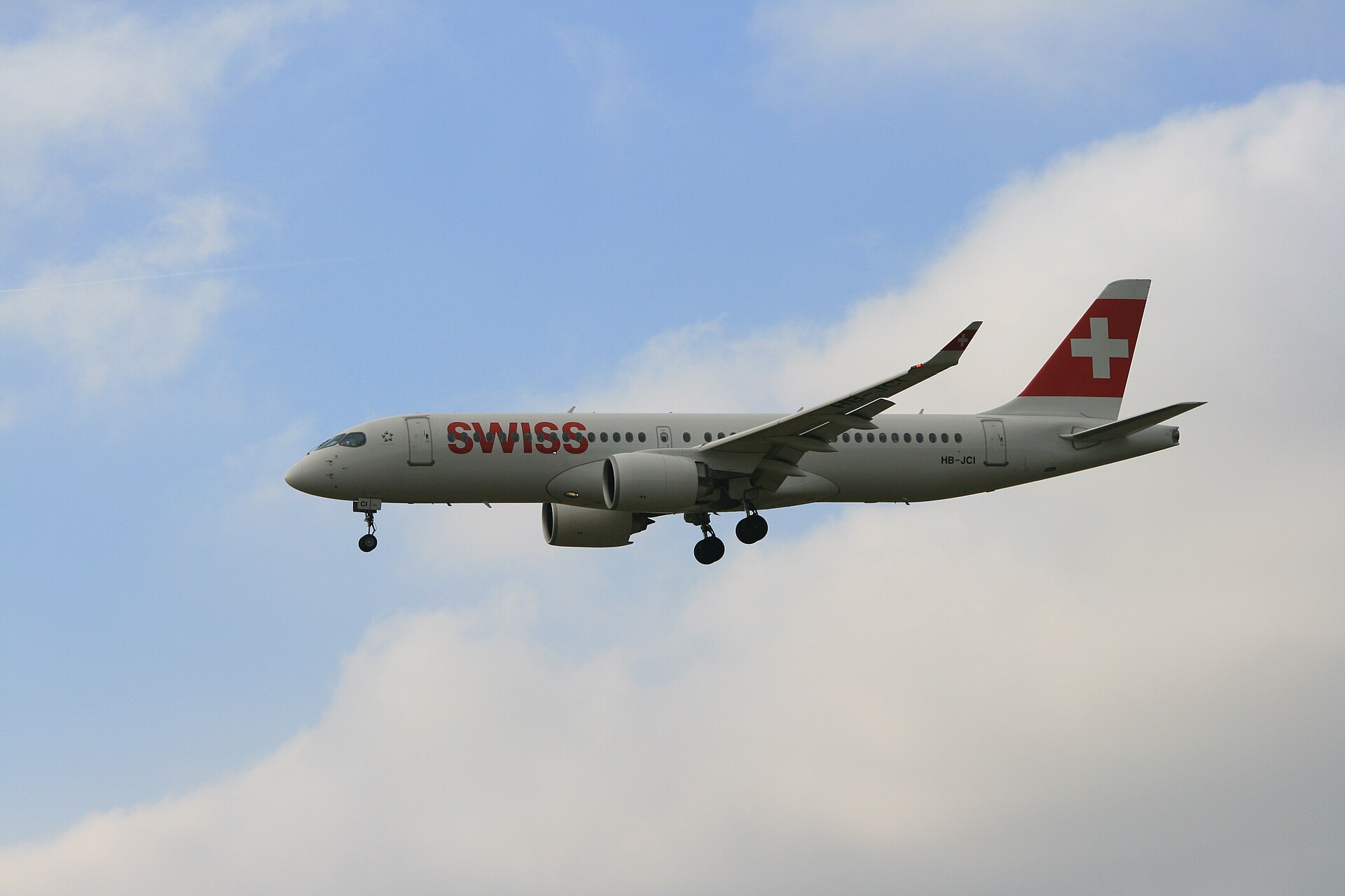 Airbus A220-300 van Swiss tijdens de vlucht